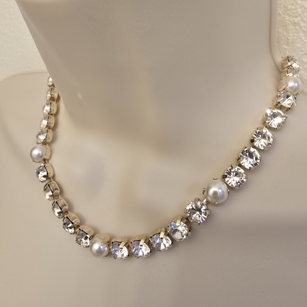 NWT J. Crew Gold and Silver Crystal Statement Necklace - Picture 2 of 3